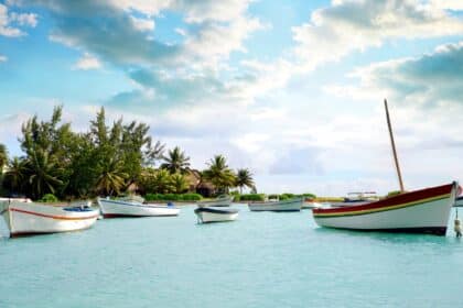 Mauritius Island photo of Mauritius beach with boats.