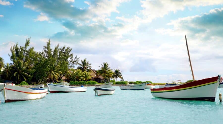 Mauritius Island photo of Mauritius beach with boats.