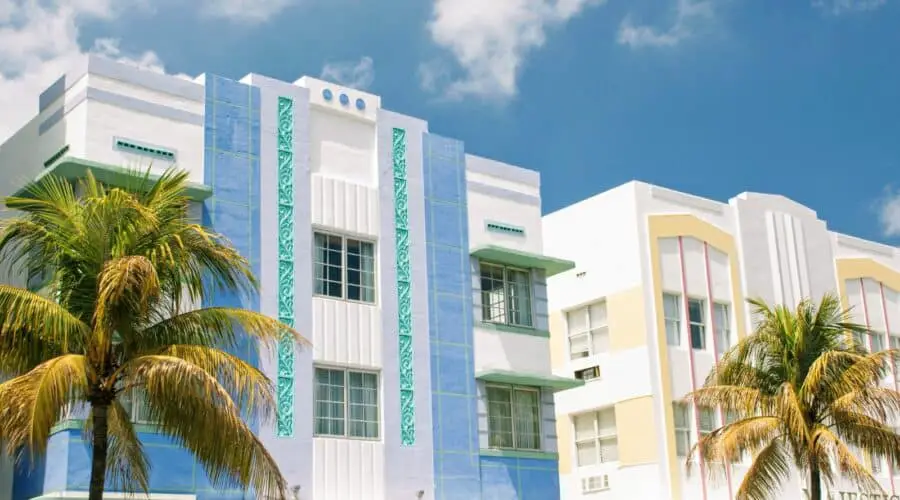 Miami hotels on Ocean Drive in South Beach Miami Beach, Florida.