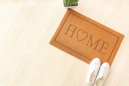 Stay at home ideas photo of a mat that says home.