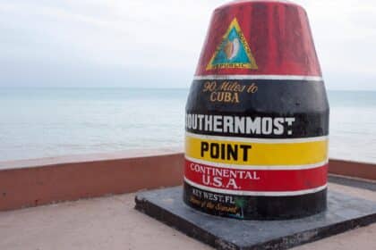 Things to do in Key West photo of the Southermost point buoy.