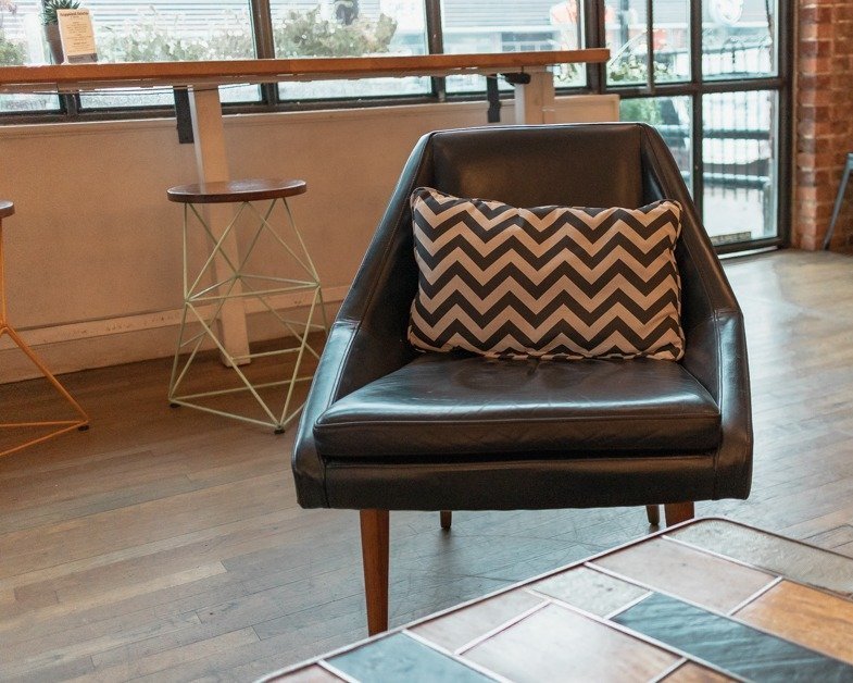 comfy chair inside a cafe in Dallas