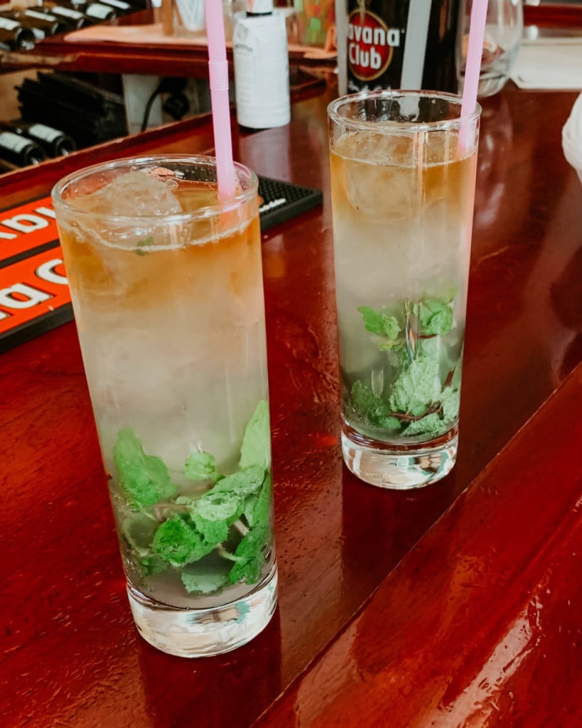 Mojitos from the bar at Hotel Nacional. 