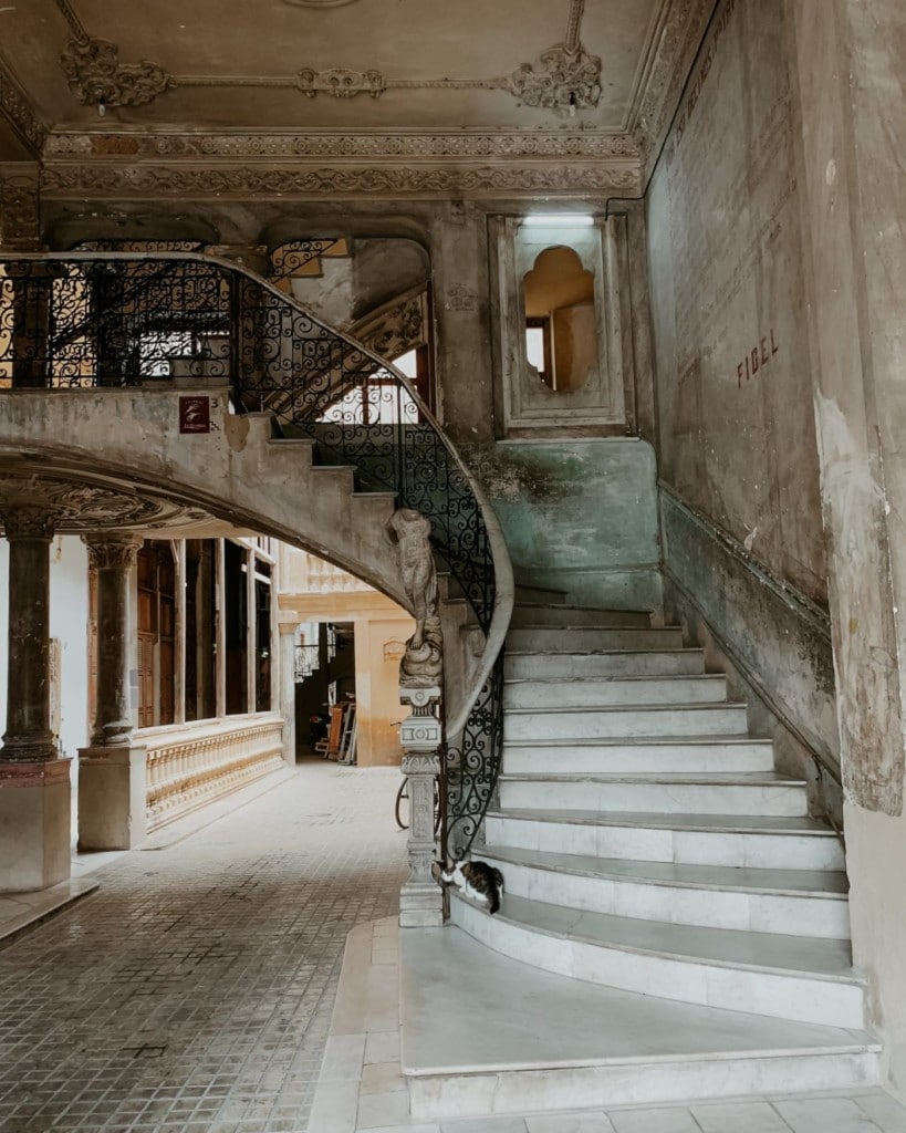 La Guarida one of the top restaurants in Havana, Cuba staircase entry. 