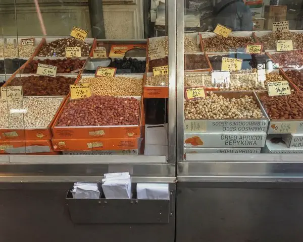 variety of nuts at the farmer's market 