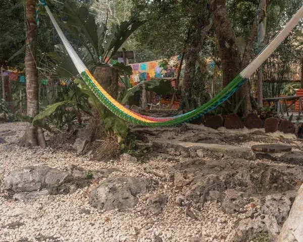 Colorful hammock at the cenote