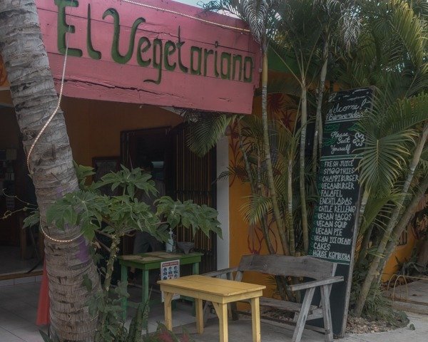 Cute little colorful restaurant  in Tulum city.