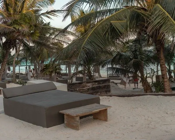 Comfy beach beds at Casa Malca.