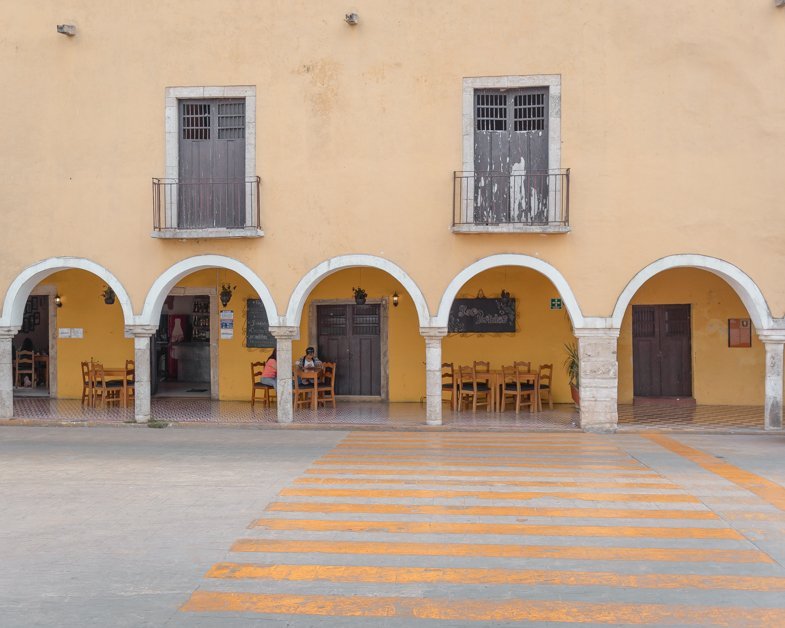 Outside of one of the restaurants in the main square of Valladolid.
