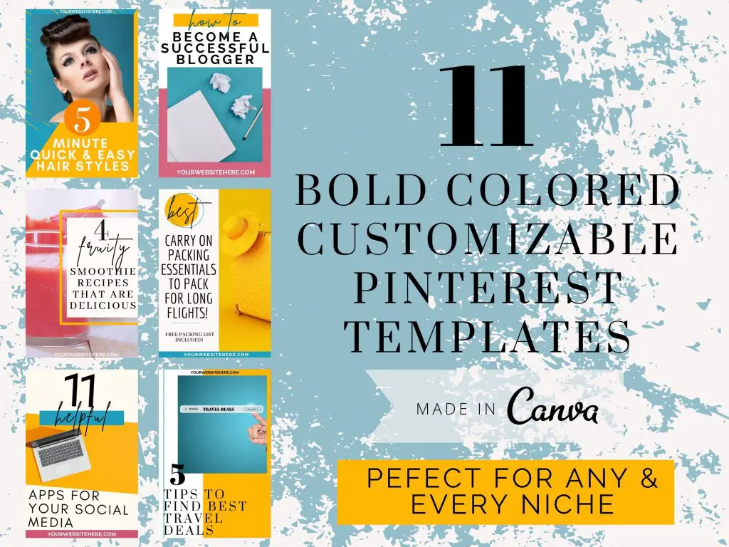 Etsy template that says 21 fully customizable Pinterest templates. Made in canva perfect for any and every niche. 