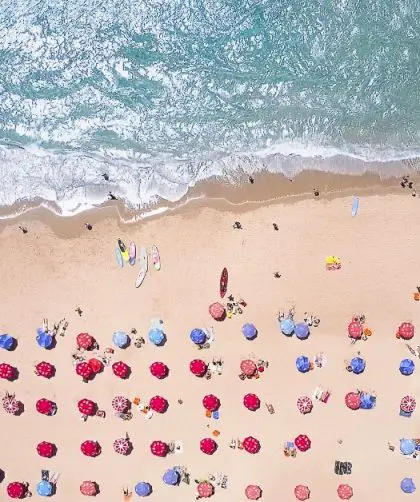 Aerial view of a beach in Florida on a sunny day for Florida packing list
