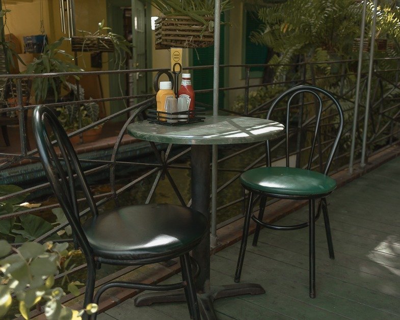 Outdoor patio seating at Kermits.