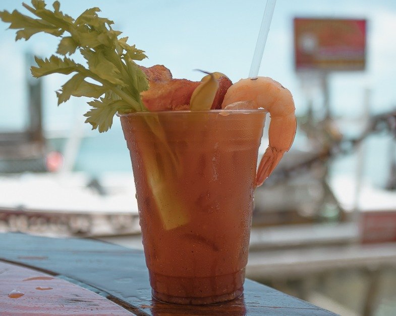 Bloody Mary from Robbie's Mariana one of the top spots to visit from Miami to Key West. 