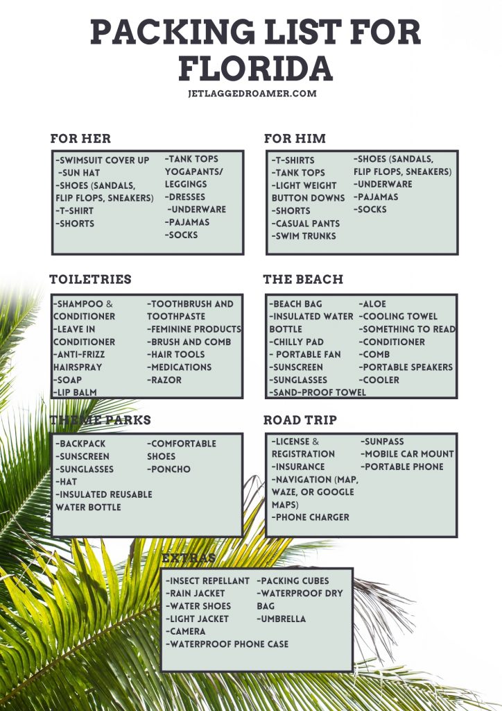 florida travel packing list