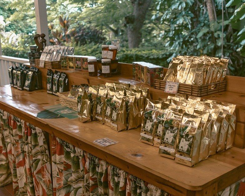 coffee stand at the macadamia nut farm.