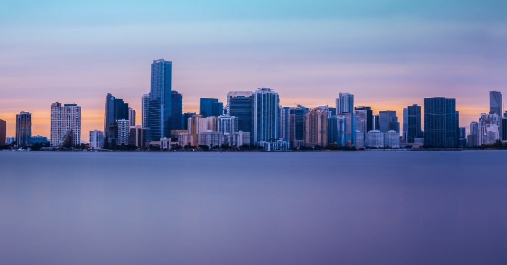 Miami skyline from Biscayne Bay.