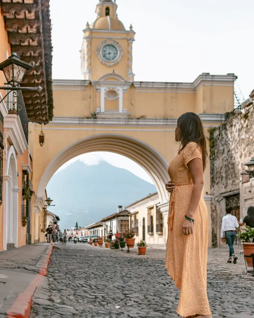 Me posing at a popular Antigua, Guatemala photo location Arco de Santa Catalina. 