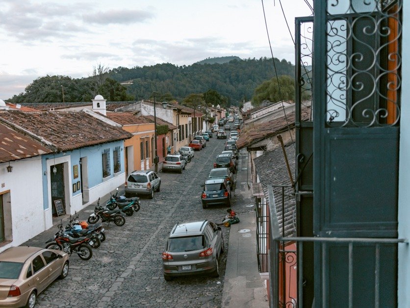 Guatemala City to Antigua photo with a view of Antigua from above. 