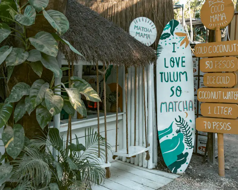 Outside of Matcha Mama oneof the top restaurants in Tulum. 