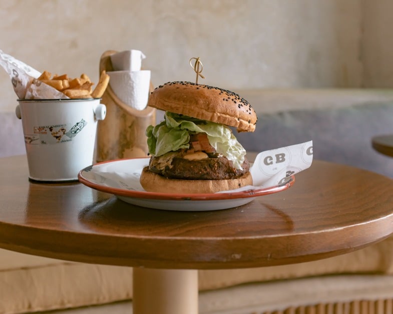 Burger from Good Burger in Tulum, Mexico.