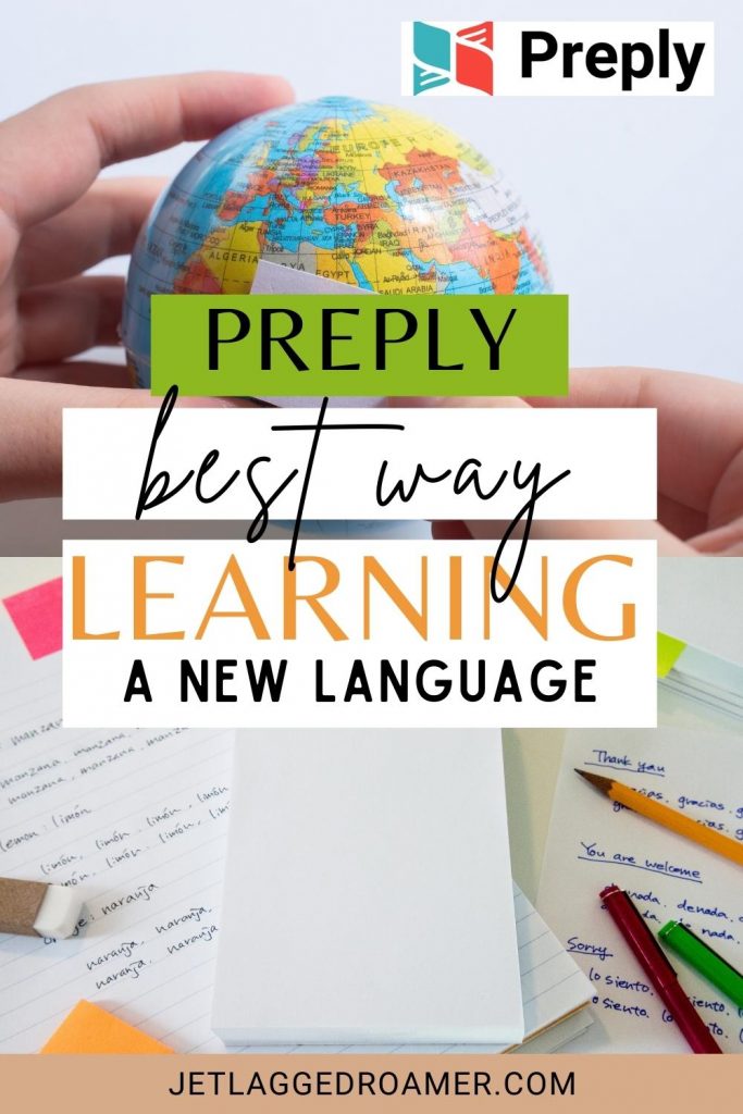 Preply review Pinterest pin that says Preply best way learning a new language.