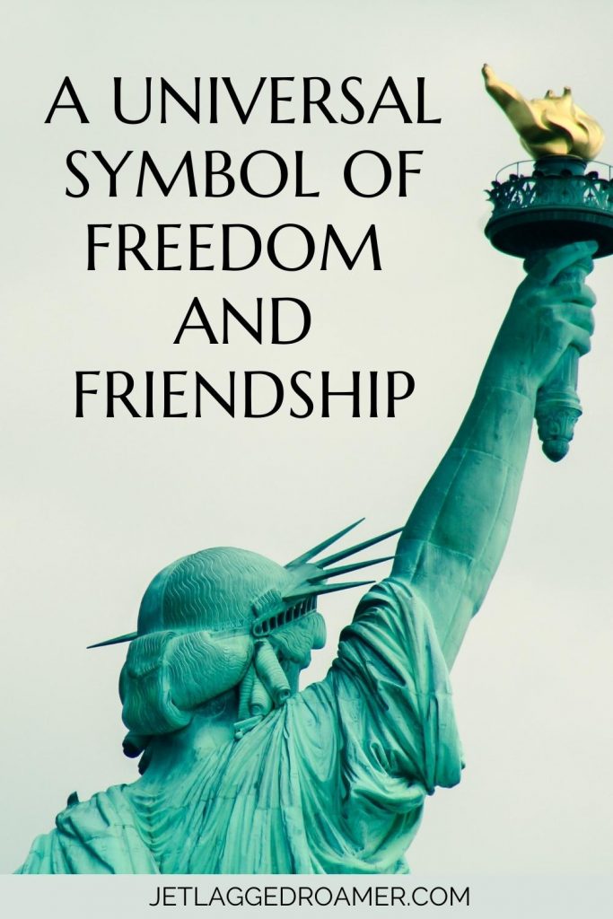 Statue of Liberty Instagram caption that say  universal symbol of freedom and friendship. Statue of Liberty. 