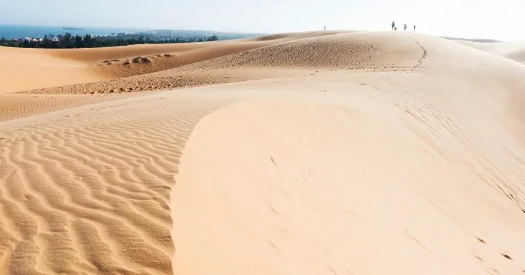 Desert Intsagram captions photo of a sand dune and sea. 