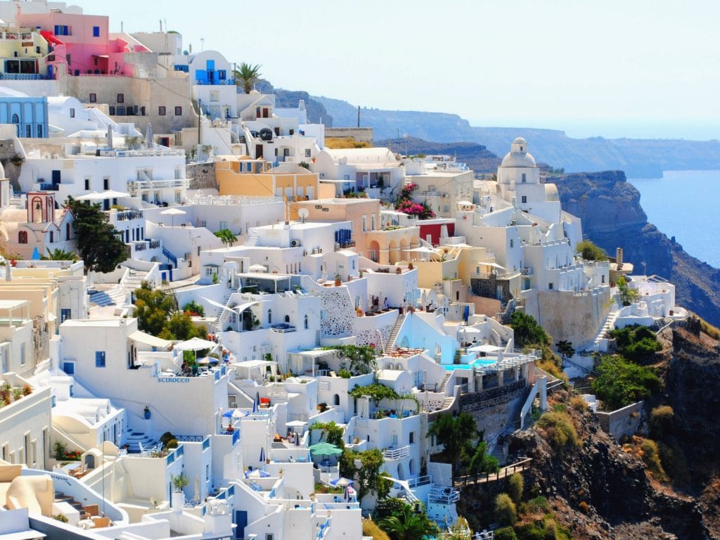 Santorini Instagram captions photo of Oia Santorini on a sunny day. 