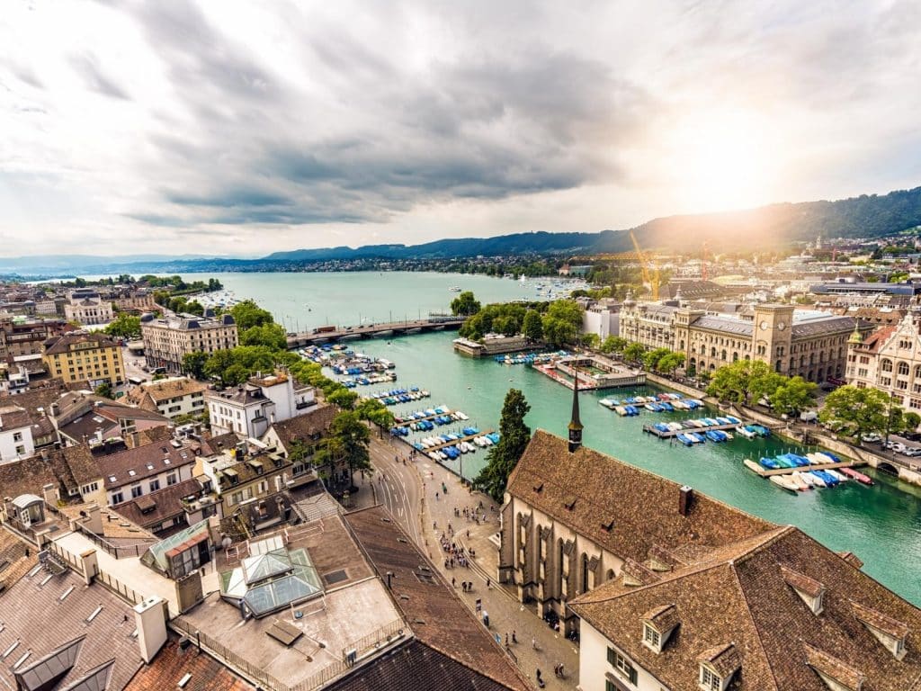 Zurich quotes photo of an aerial view of Zurich.
