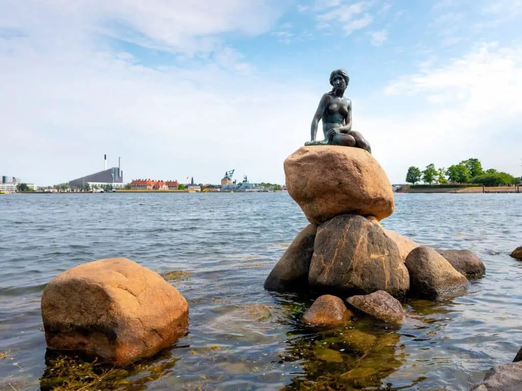 Copenhagen Instagram captions photo of the Little Mermaid in Copenhagen. 