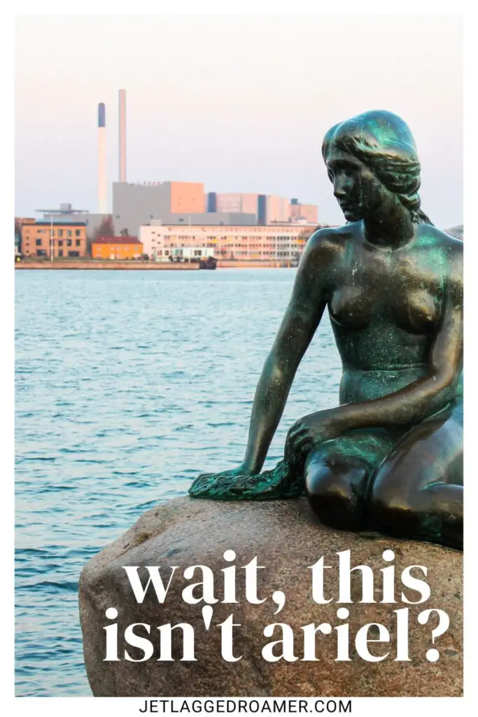 The Little Mermaid in Copenhagen, Denmark. One of the Copenhagen Instagram captions saying "wait, this isn't Ariel?"