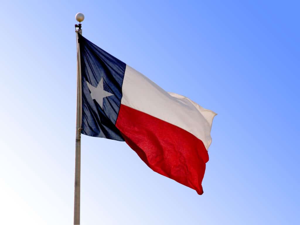 Texas Instagram captions photo of the Texas flag. 