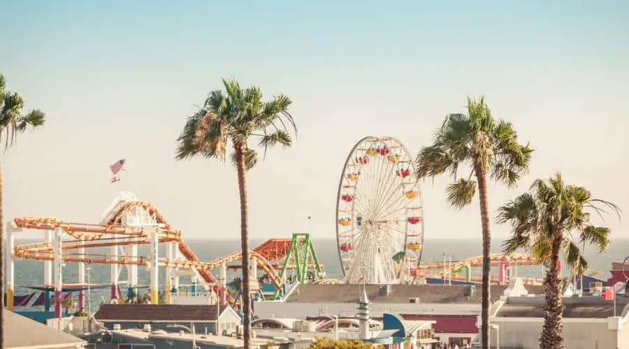 California Instagram captions photo of Santa Monica pier in California.