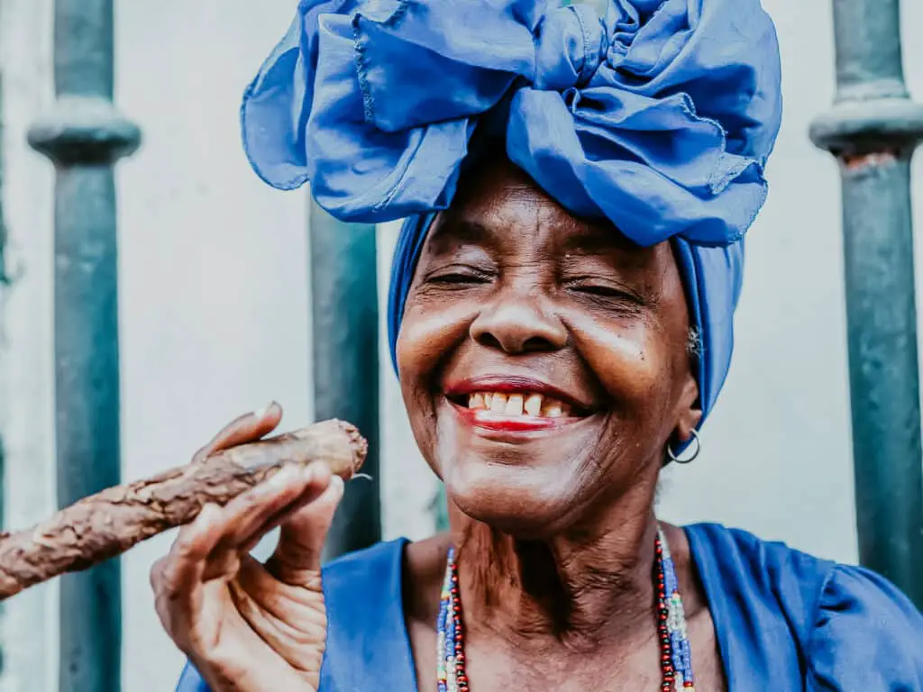 Cuban woman with a Cuban cigar. 