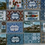 Azulejos in Porto assorted magnets with Porto blue tiles.