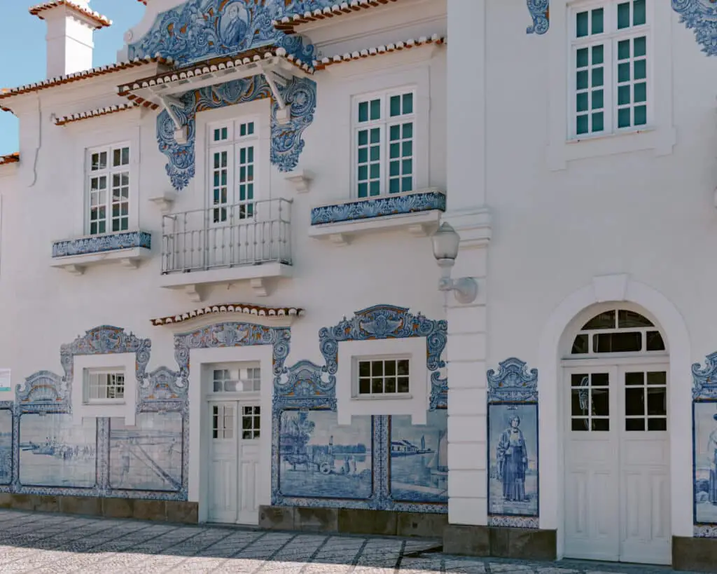 Museum in Aveiro covered with azulejos. 