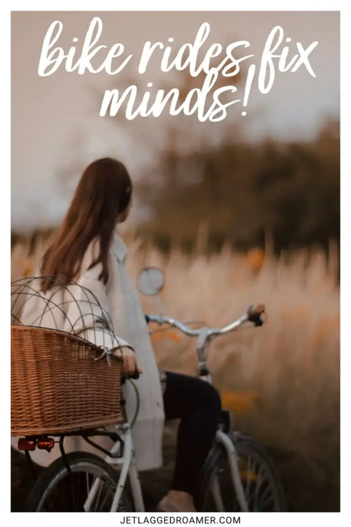 Bike captions for Instagram photo. Bike photo caption says "bike rides fix minds."