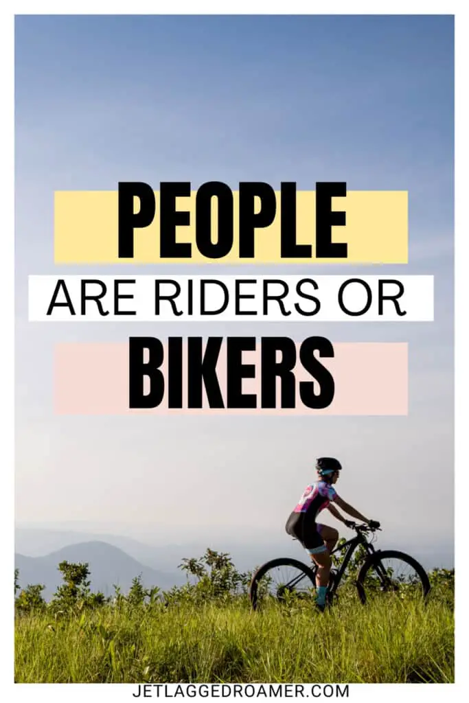  Bike captions for Instagram photo of a woman on her bike at dusk. Bike photo caption says "people are riders or bikers."