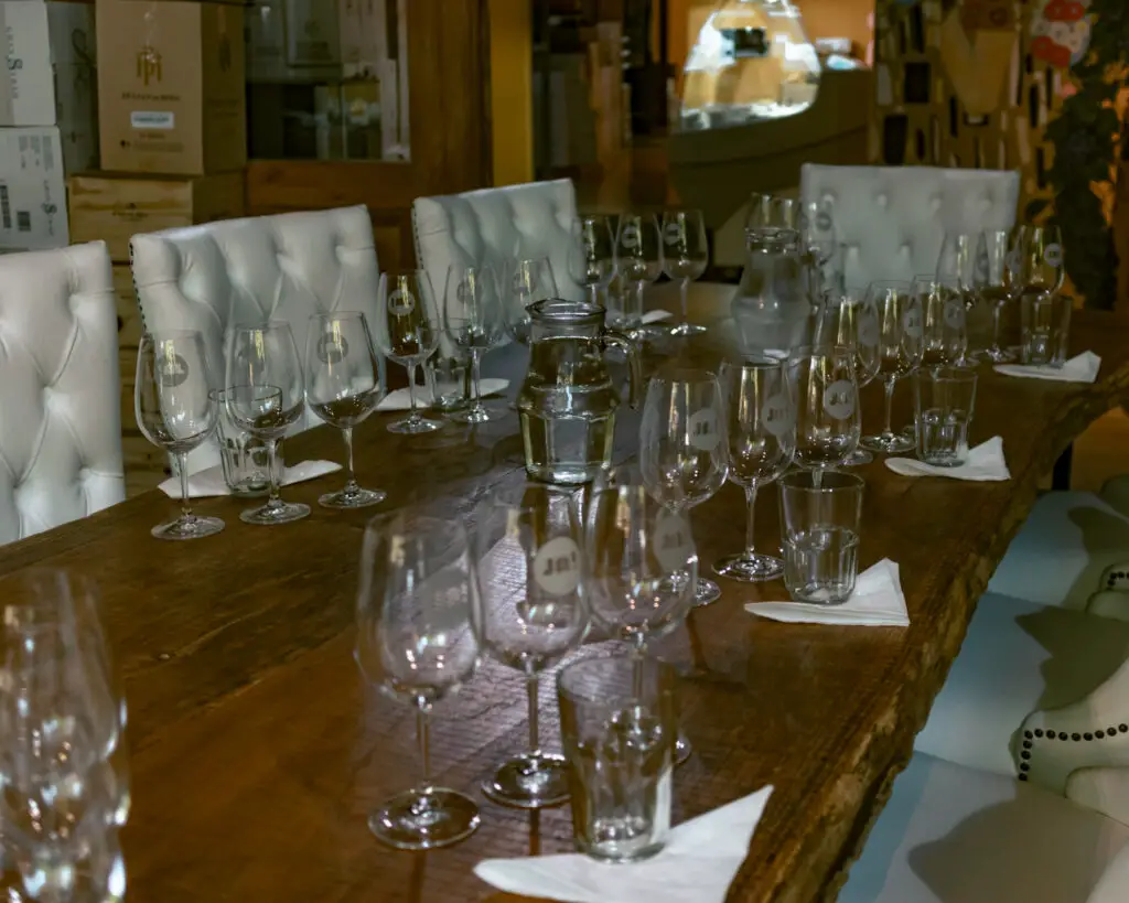 Set table for wine tasting. 