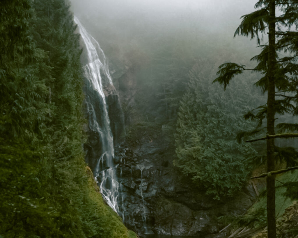 Wallace Falls waterfall one of the short day trips from Seattle. 