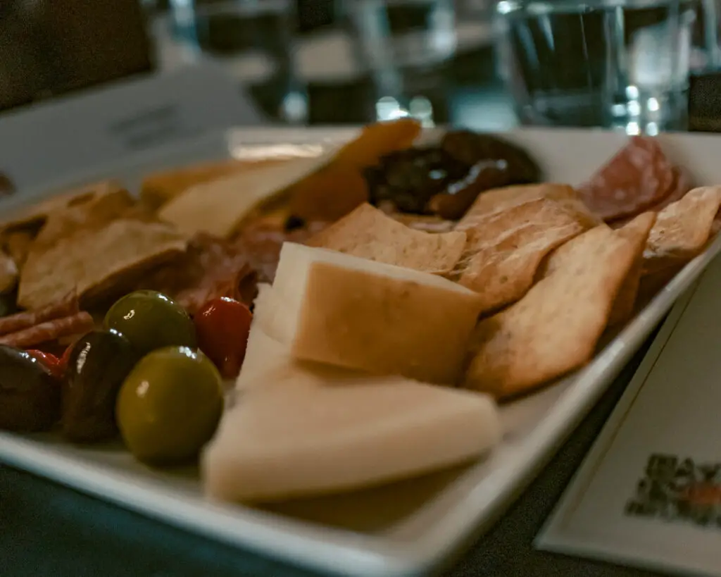 One of the day trips from Seattle to Woodinville. Cheese platter from a winery. 