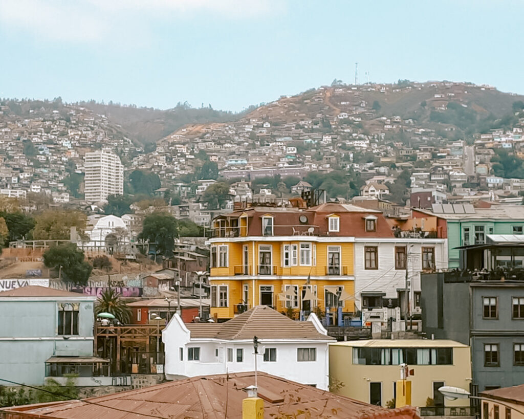 View of mountains in Valparaiso, Chile one of the best cities in South America to visit.