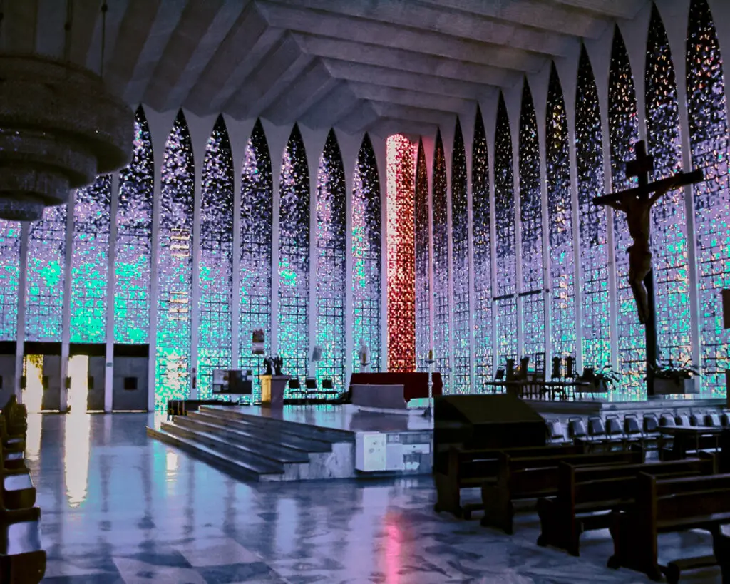 Inside a cathedral in Brasilia, Brazil. 