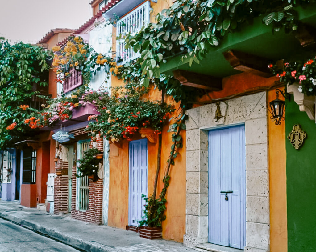 Colorful streets in Cartagena, Colombia one of the beautiful places in South America.