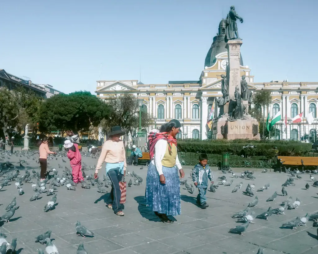 Square in La Paz, Bolivia one of the top places in South America to visit. 