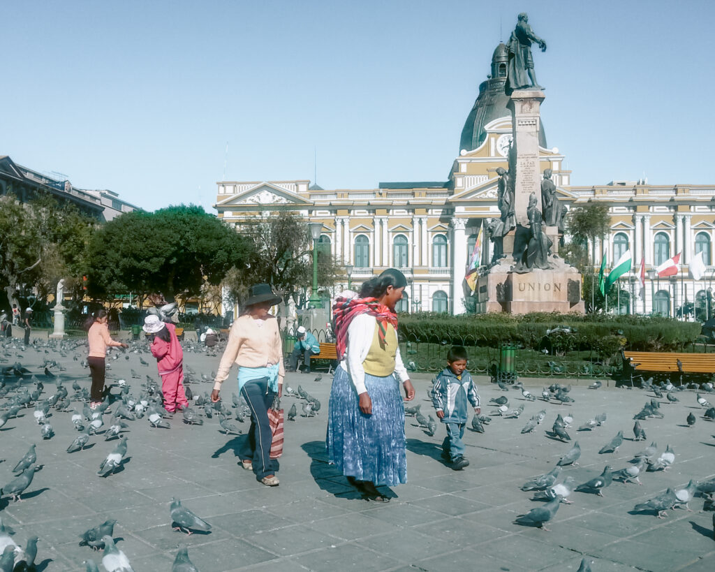 Square in La Paz, Bolivia one of the top places in South America to visit. 