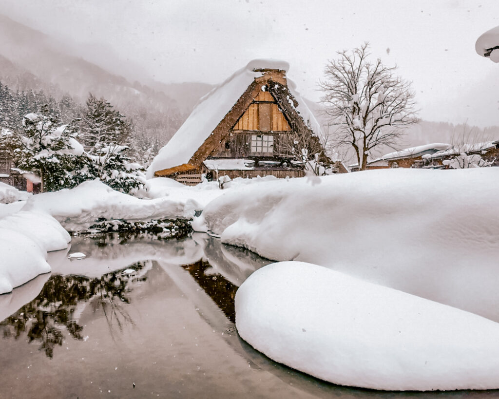 travel off a beaten path Log cabin in Shirakawago, Japan and off the beaten path travel destination.