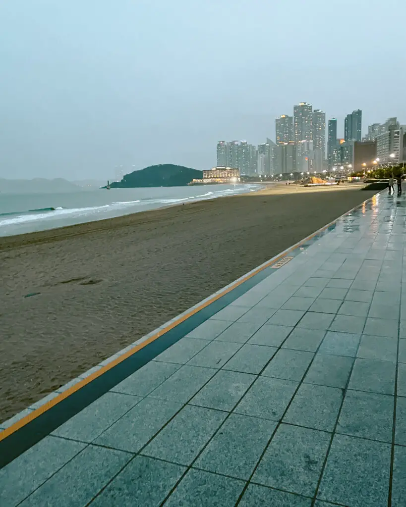 Beach in Busan, Korea a city to travel off the beaten track. 
