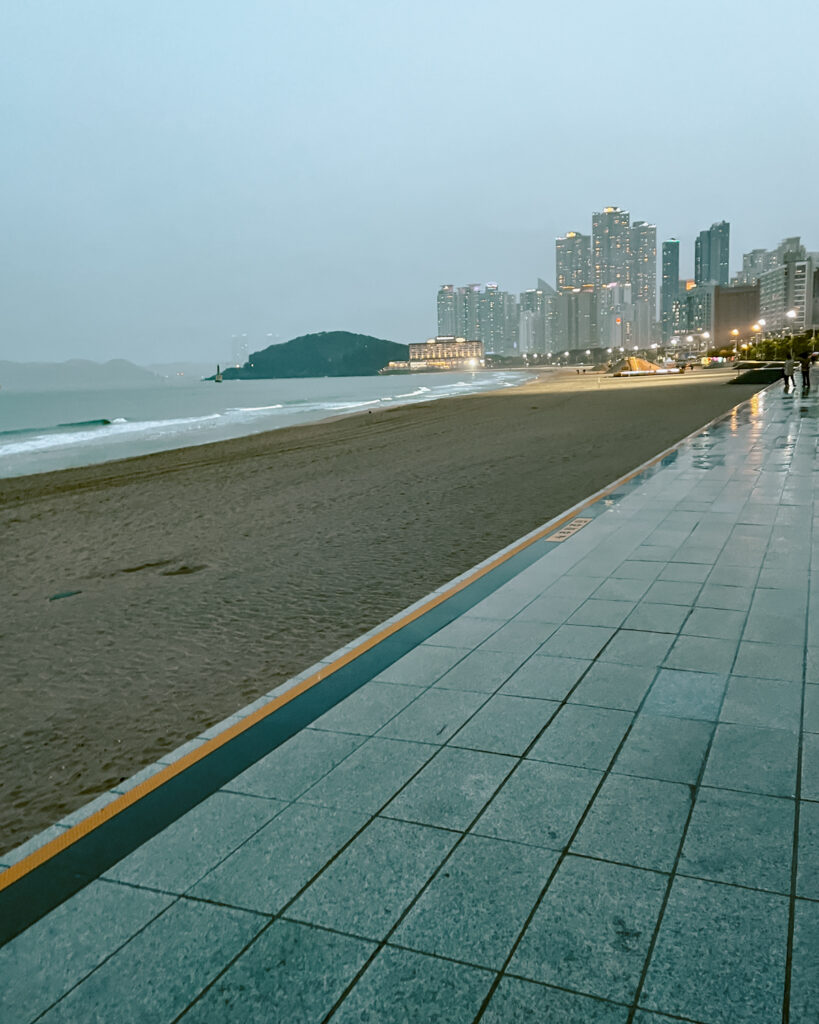 Beach in Busan, Korea a city to travel off the beaten track. 
