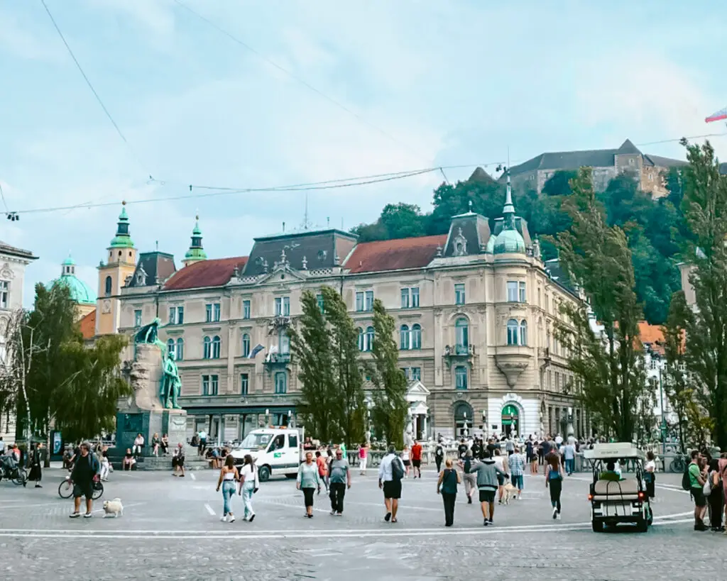 Square in Ljublijana, Slovenia one of the off the beaten path travel destinations. 